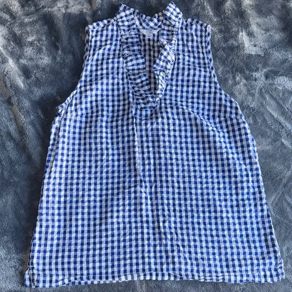 Crown & Ivy Blue and White Gingham Blouse - Picture 1 of 3